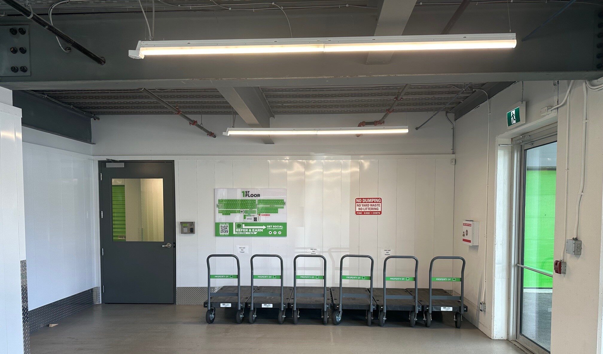 Inside loading bay facility