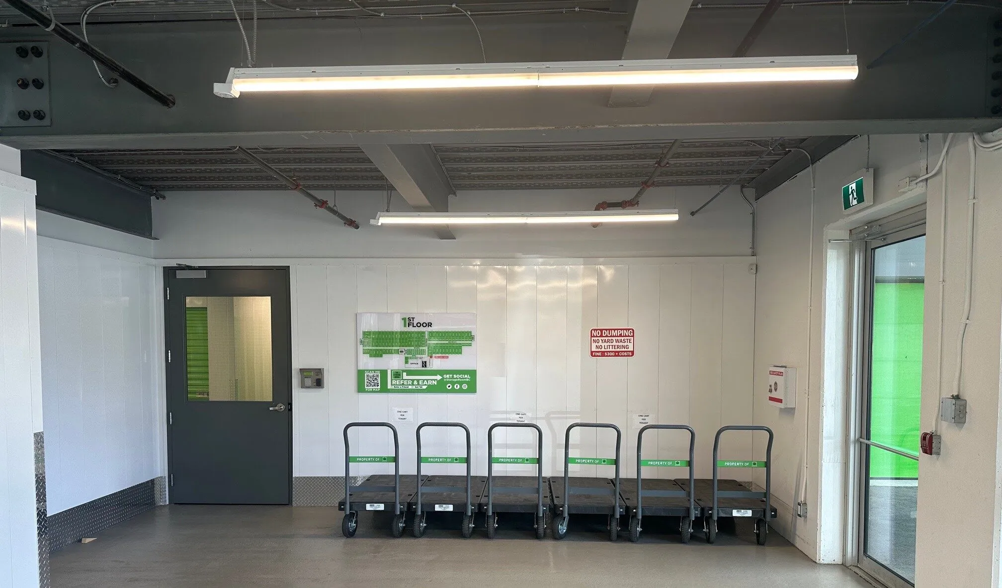 Inside loading bay facility
